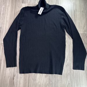 NWT Black Long Sleeved Ribbed Turtleneck 100% Viscose  Sweater Size XL